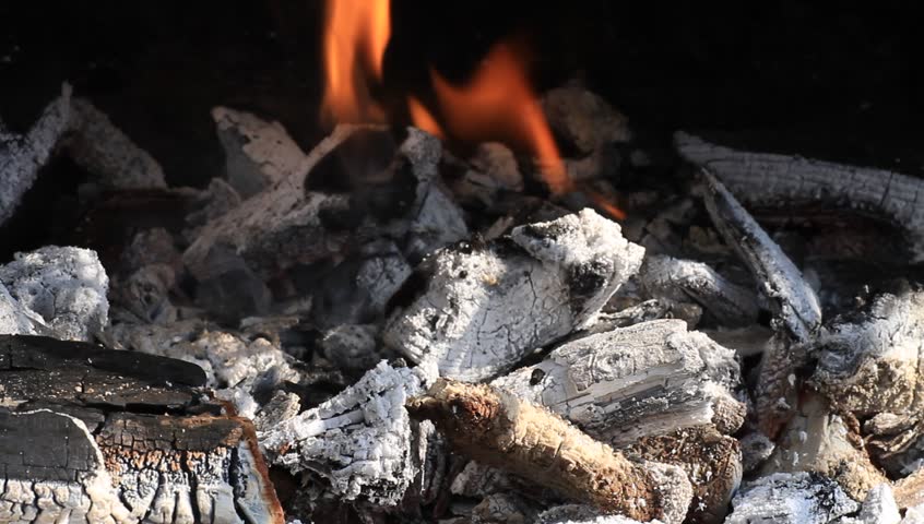 Burning charcoal ready for barbeque