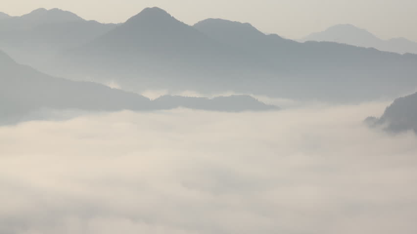 fog and cloud mountain valley landscape, china