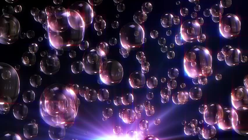 Animation loop of bubble rising into the sky with realistic reflections and glint.