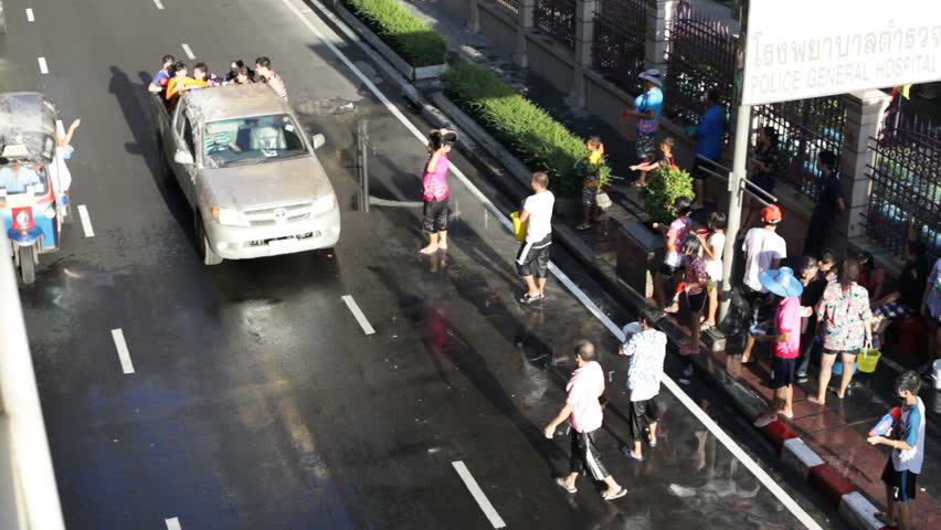BANGKOK - APRIL 15, 2012: Thai People are celebrating Songkran Water Festival in Bangkok  on April 15, 2012. 