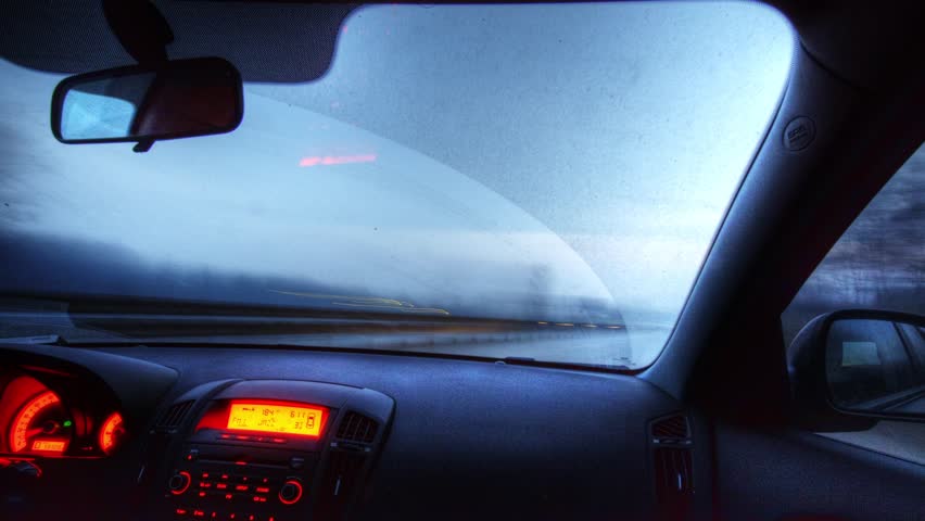 Moving car. Time lapse.