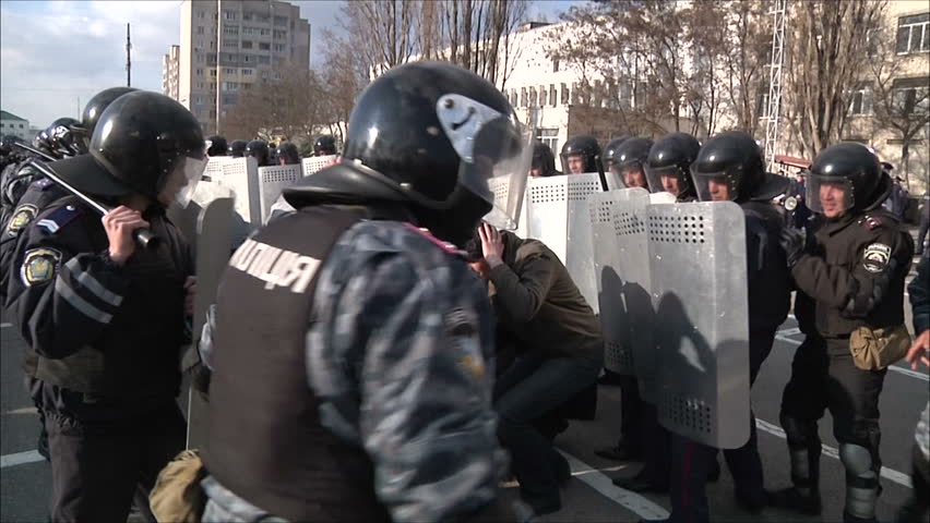 KIEV - MARCH 31: Training of militia (police) to disperse mass disorders on March 31, 2012 in Kiev. 