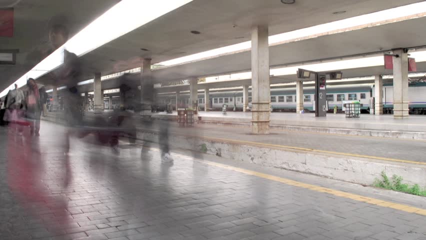 FLORENCE - MARCH 21:  Time lapse of people walking in the train station of Santa Maria Novella, Italy on March 21, 2012.