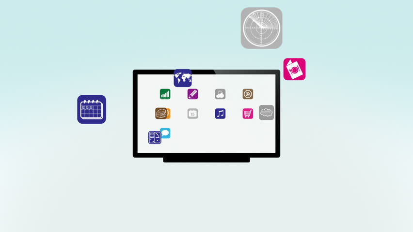 Apps on TV Screen Intro Animation with Alpha Matte