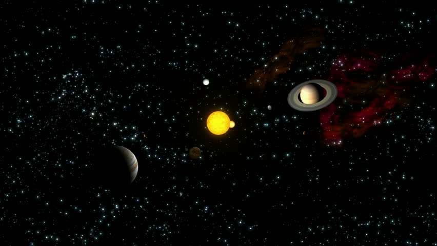 3D circling solar system. Seamless loopable.