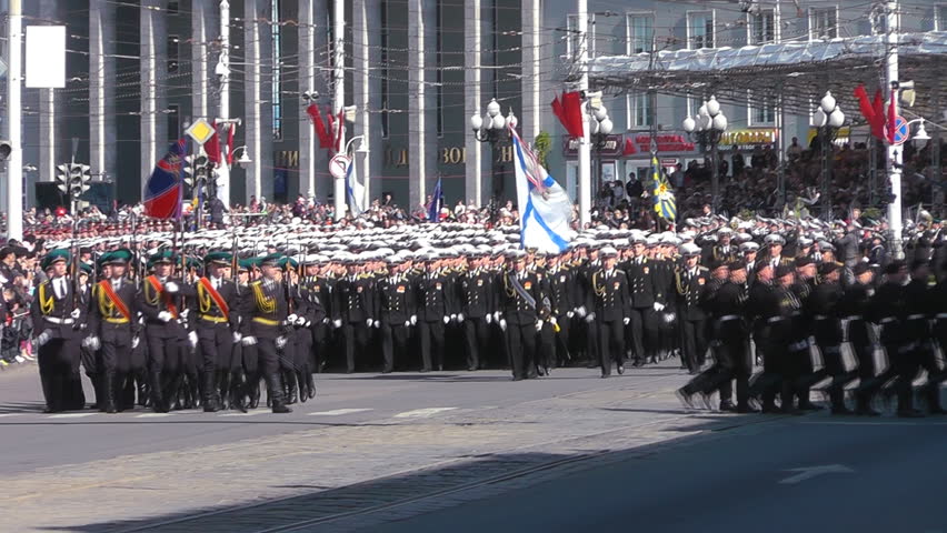 KALININGRAD, RUSSIA - MAY 9: Ceremonial parade at Kaliningrad - dedicated to 67th anniversary of victory at Great Patriotic War. May 9, 2012 Kaliningrad, Russia