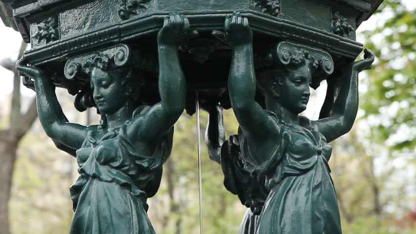 Wallace fountains are public drinking fountains designed by Charles-Auguste Lebourg that appear in the form of small cast-iron sculptures scattered throughout the city of Paris, France.

