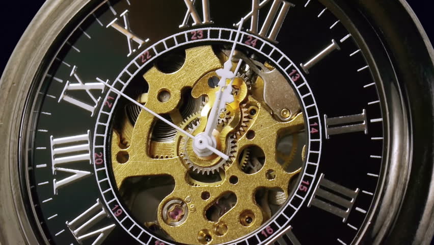 Pocketwatch Timelapse Zoom Out (HD). Timelapse 7 minutes of a pocketwatch striking 12 with central gears exposed and slight zoom out. Panasonic GH2 Stills mode with intervalometer. 