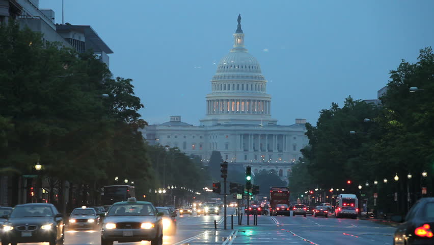 Washington DC - Circa 2009: Pennsylvania Avenue in 2009. Looking down Pennsylvania Avenue towards the capitol in Washington DC.