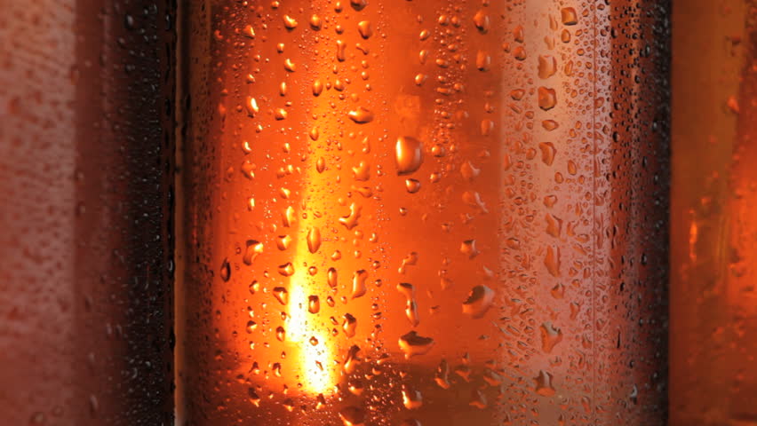 Drips on a cold beer bottle