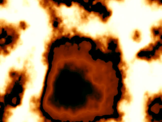 Merging orange plasma at regular speed.