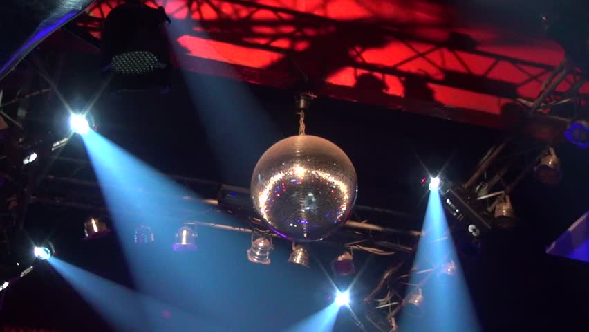 Disco Mirror-ball with Light-rays in real nightclub