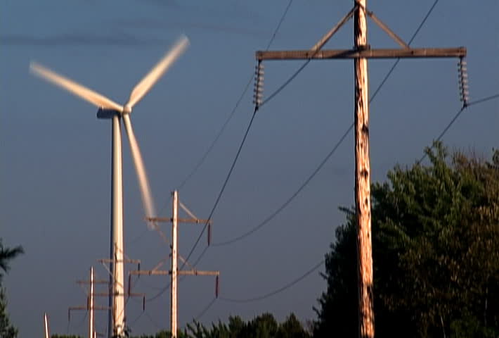 Windmill and power lines