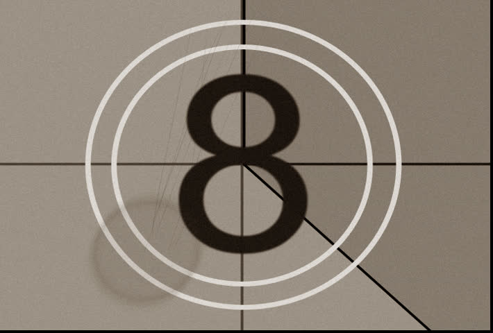 Old fashioned countdown, no. XI with film dust, scratches, hairs, and flickers.