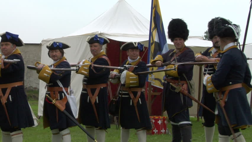STAFFARDA, ITALY - CIRCA 2012: Reenactment of the battle fought during Nine Years' War in Piedmont-Savoy (northern Italy) on 18 August 1690. It was a victory for the French commander against the Duke of Savoy.