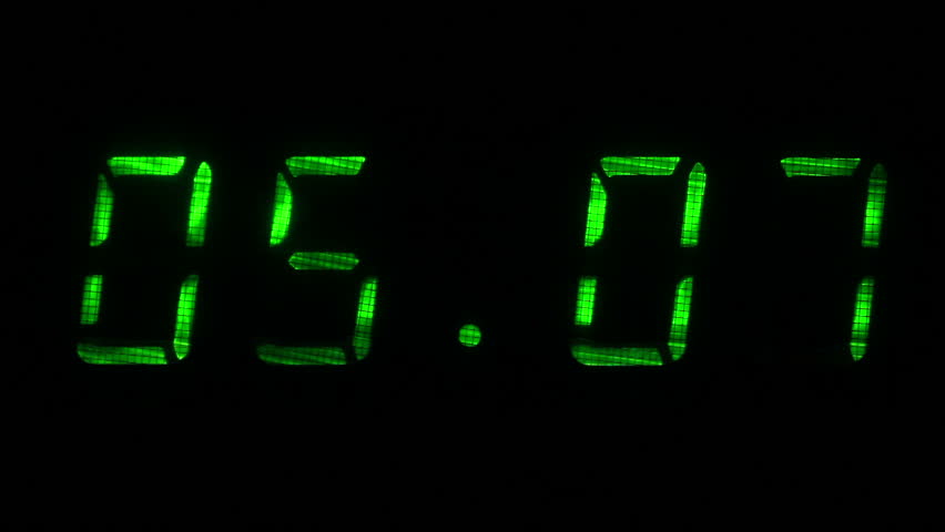 Computer Generated Animation Of Digital Alarm Clock Leds Counting Down 