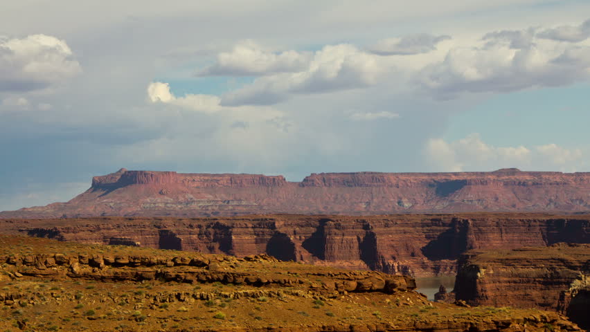 A timelapse of clouds over a stark southwest American landscape. Near Glen Canyon, Utah.