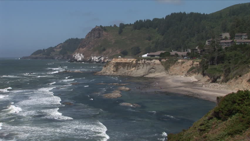 View of Oregon Coast from atop a cliff in Pacific Northwest United States