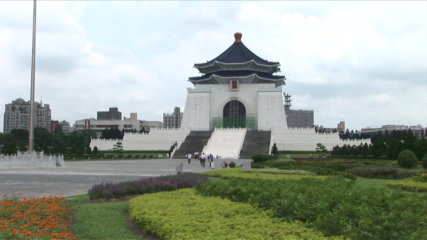 View of Chiang Kai-Shek Memorial Hall and its lawn in Taipei Taiwan