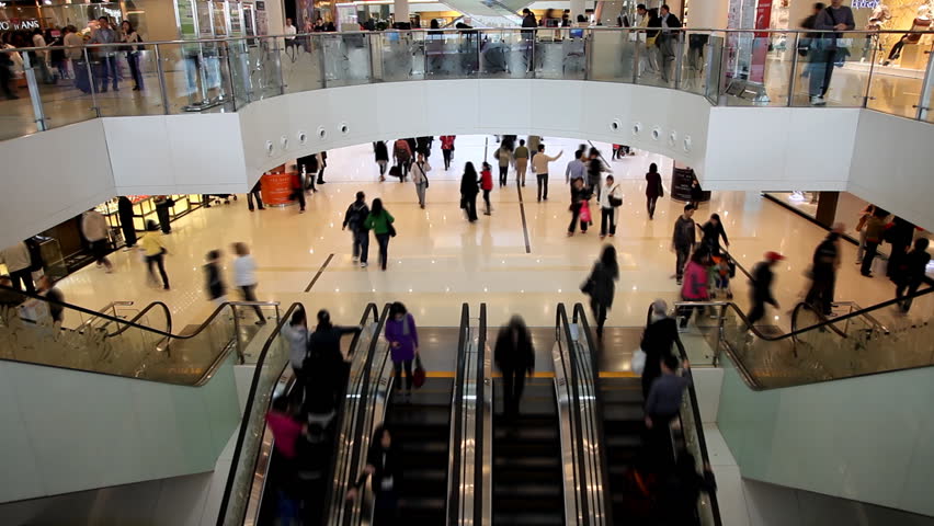 Escalator inside shopping mall in Hong Kong