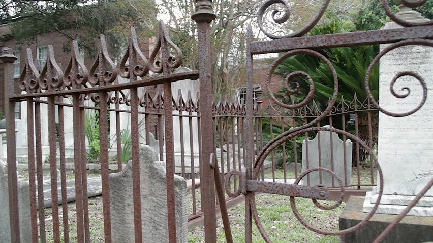 CHARLESTON, USA - OCTOBER 31: Close-up of an old tombstone at the Unitarian Churchyard in Charleston, South Carolina, USA. The tombs are centuries old. 