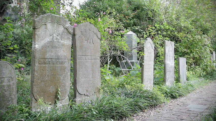 CHARLESTON, USA - OCTOBER 31: Close-up of an old tombstone at the Unitarian Churchyard in Charleston, South Carolina, USA. The tombs are centuries old. 