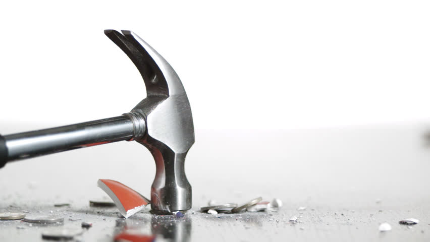 Reverse motion of hammer breaking piggybank