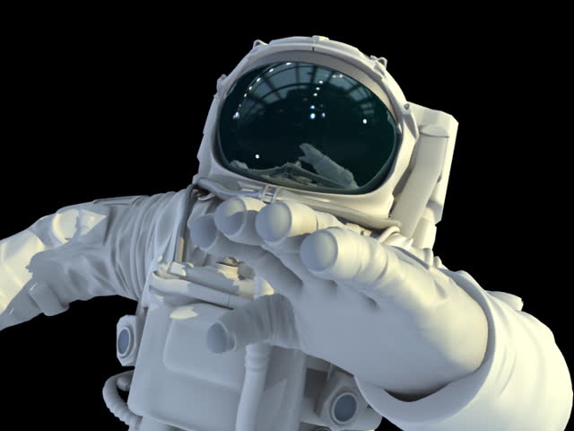 Astronaut in open space. 3d animation