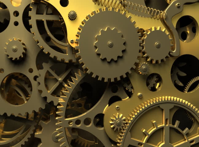 Abstract gold Clockwork. 3d animation