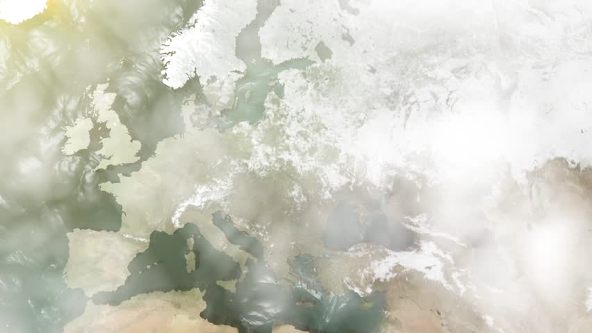 3D Map Rotate Europe with Sea, Clouds and Sun