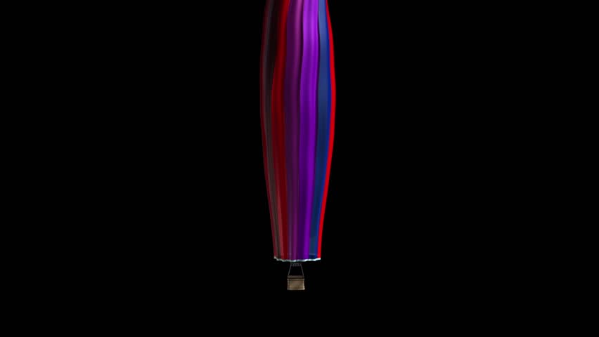 flying aerostat with basket, transforming to planet