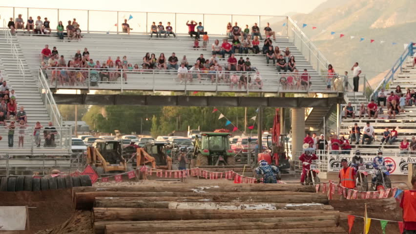 NEPHI, JUAB, UTAH JUN 2012: Economic boost to rural community in annual race. Motorcycle enduro rave winner flag. Juab County extreme enduro.