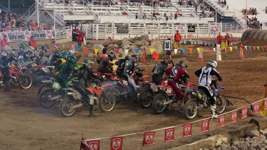 NEPHI, JUAB, UTAH 30 JUN 2012: Economic boost to rural community in annual race.  Extreme motocycle race start slow. Juab County extreme enduro. Hard riding and dangerous motor vehicle event.