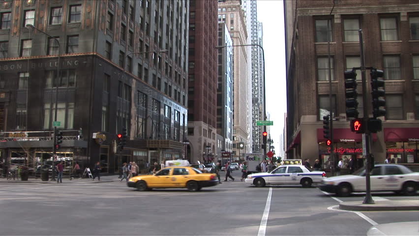 Chicago, IL - CIRCA September 2007: Traffic going both directions as seen from street level during the day