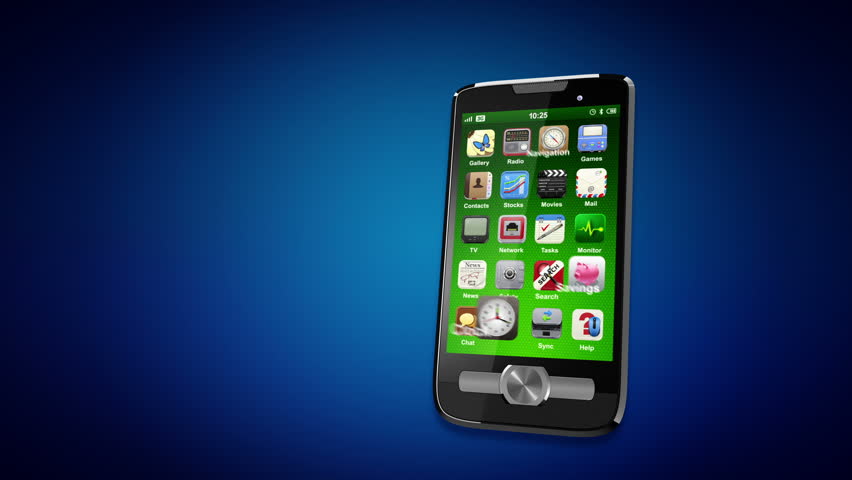 Hands using business applications on a touchscreen smart phone