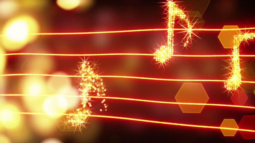 musical notes. computer generated seamless loop abstract motion background. HD 1080p