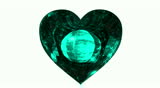 Lovely aquamarine heart with white background rotating.