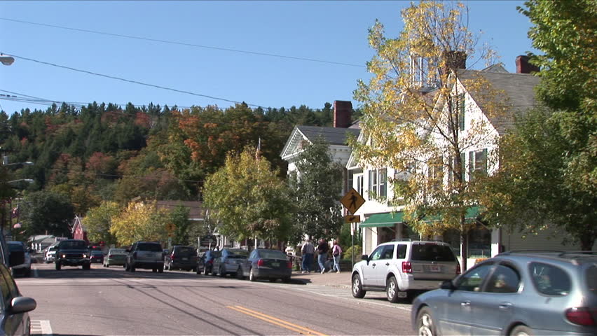 Montpelier, Vermont - CIRCA September 2007: Traffic rolls down a quiet country town during the day
