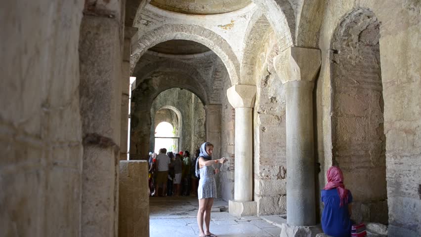 DEMRA, TURKEY - JUNE 9: Toruists visit Sacred Nikolay Chudotvortsa's church on June 9, 2012 in Demra, Turkey
