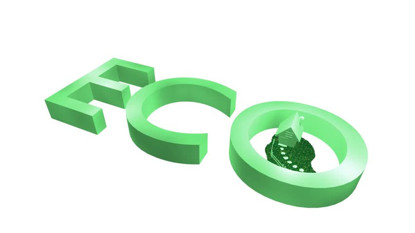 3D rendered and animated ECO-sign with house