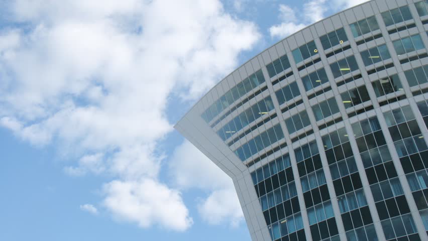 MOSCOW - MAY 24: (Timelapse View) Business center Legion III stands against blue sky and clouds, on May 24, 2012 in Moscow, Russia. Construction terms with 2005 on 2008