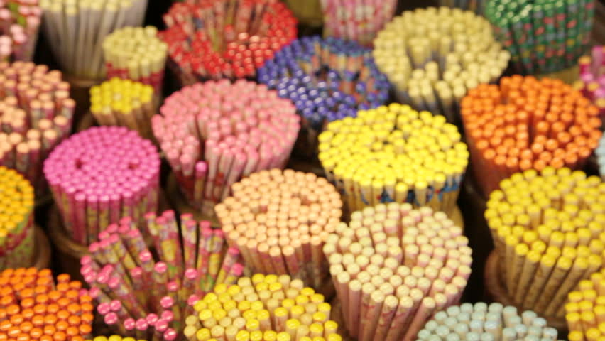 Colourful decorative Chopsticks for sale as souvenirs to tourists in Chinatown market