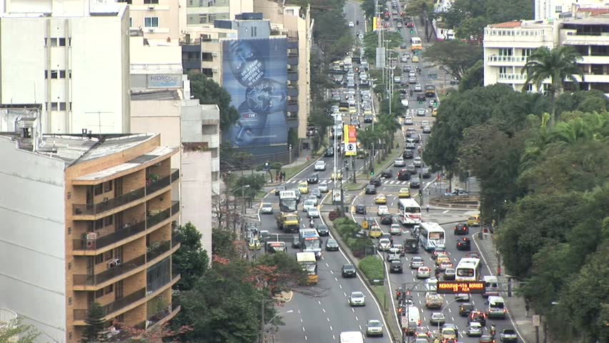 SAO PAULO, BRAZIL - CIRCA 2010:Aerial View of Rush Hour Traffic in Rio De Janeiro, Brazil 3