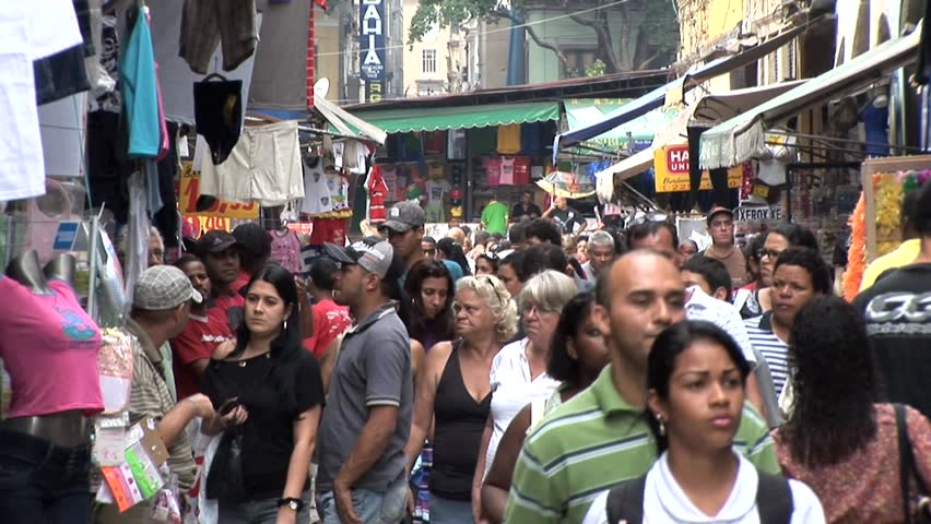 RIO DE JANEIRO, BRAZIL - CIRCA 2010: People Shopping in Street Markets in Rio De Janeiro Favela 2