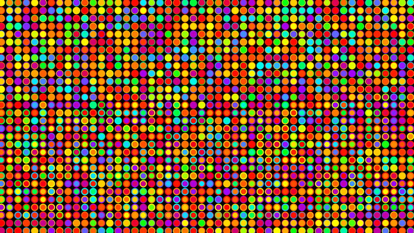 Whole frame is filled with colored Circles changing size. Cartoony feel.