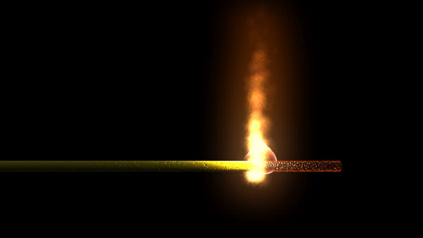 Burning, fizzing fuse for a bomb. 