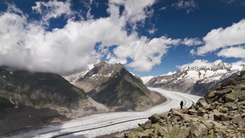 Time lapse of clouds passing over the Aletsch glacier in Switzerland
