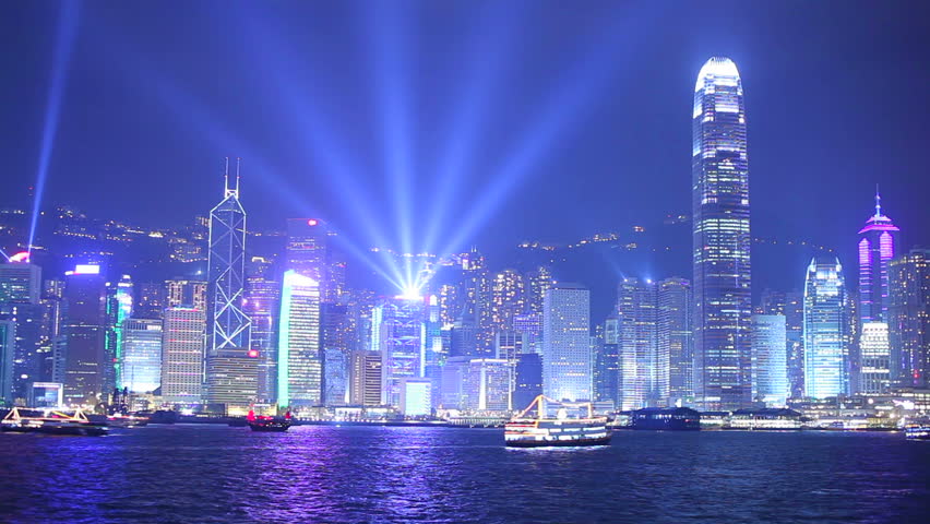 Hong Kong at night. Timelapse