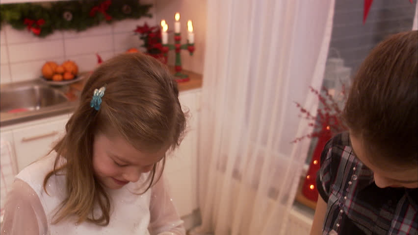 Girls making Christmas cards