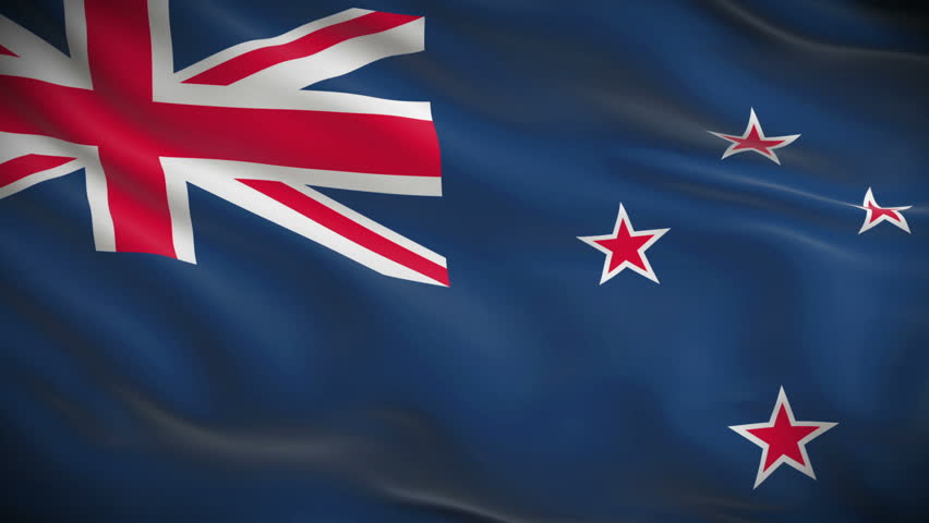 Highly detailed flag of New Zealand ripples in the wind. Looped 3d animation for continuous playback.